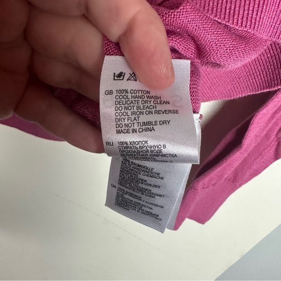 Reiss Pink V-Neck Soft 100% Cotton Ribbed Trim Pull On Long Sleeve Sweater S - Picture 10 of 14